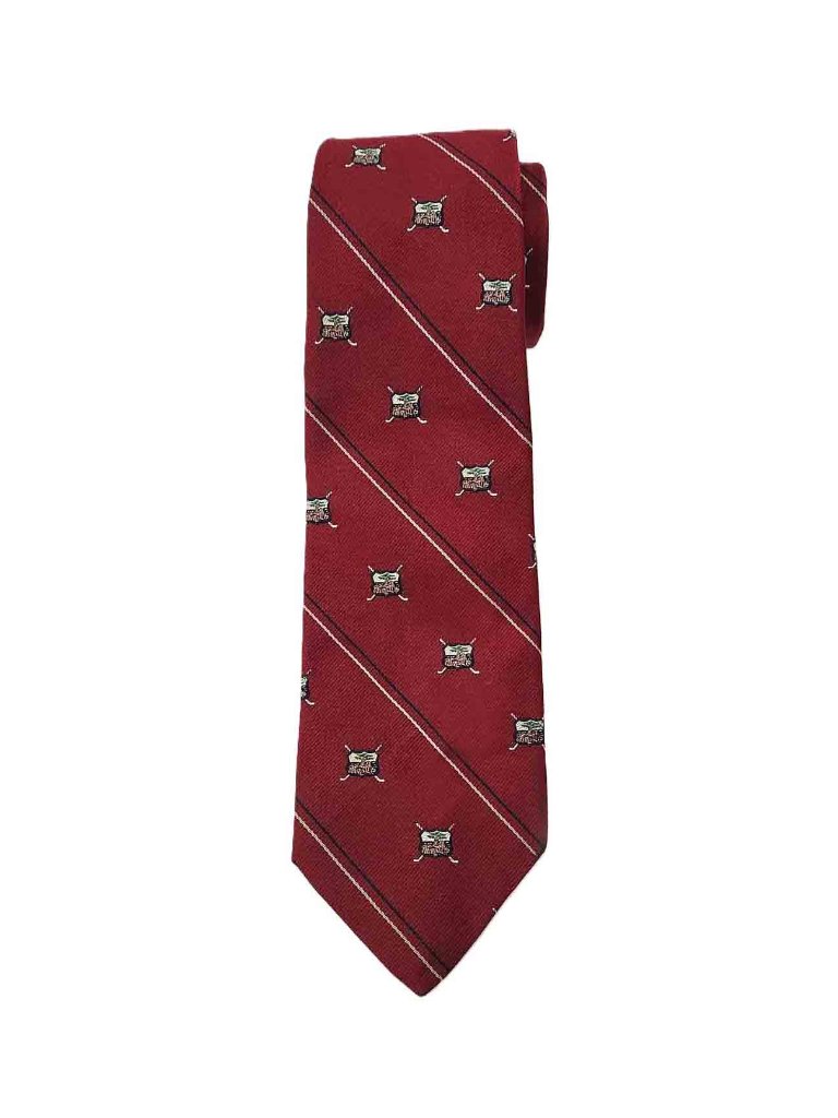 Vintage Robert Talbott Pebble Beach English Silk Tie Red Heraldic Clubs